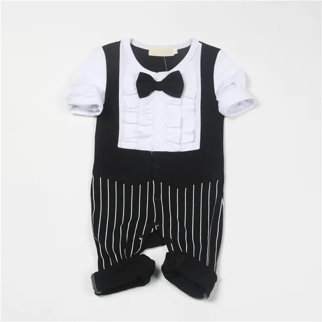 Baby Boys Suspender Romper + Vest + Bow Tie Newborm Formal Suit Infant