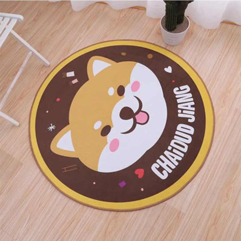 Мультфильм круглые ковры для дома гостиная красивое с медведем и собакой ковер для детской комнаты компьютерный стул круглый коврик Домашний коврик в прихожую распродажа