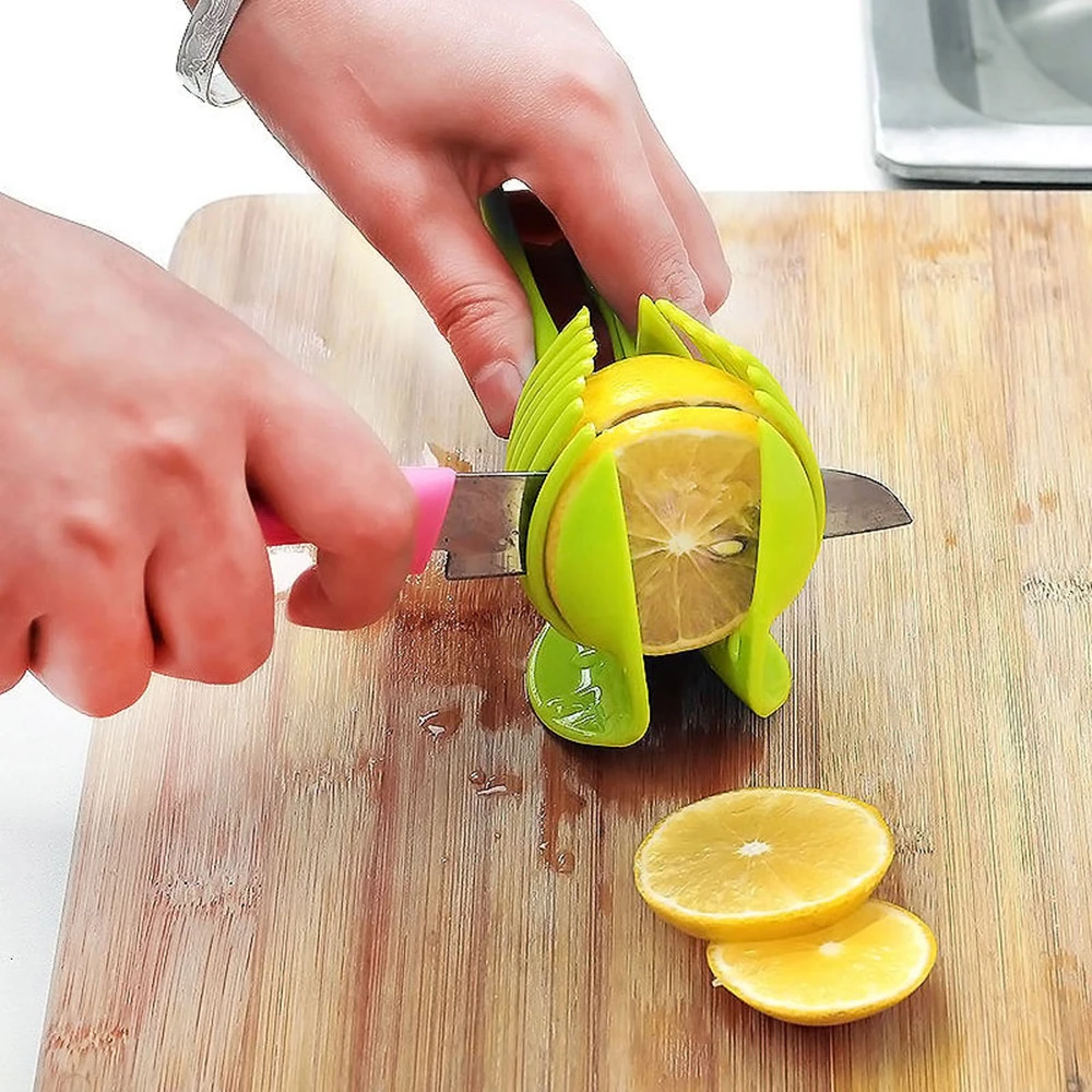 Plastic Potato Slicer Tomato Cutter Tool Onion Lemon Shreadder Cutting Holder Cooking Tools Kitchen Accessories |