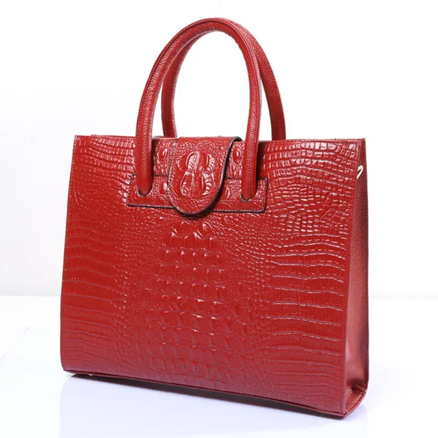 

2018 new fashion trend big leather handbag crocodile pattern handbag handbag