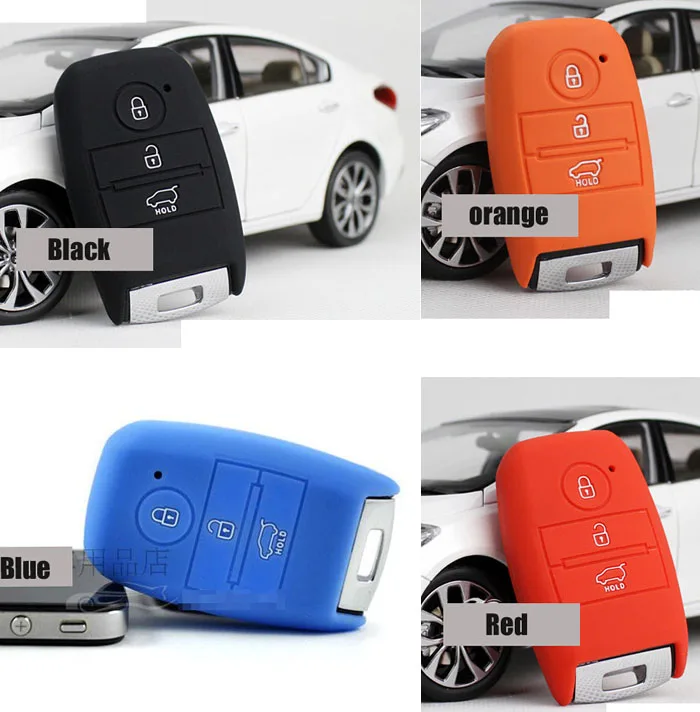 

Accessories 3 Button Silicone Case Key Cover Fob For Kia Sorento Optima Forte Cerato K3 Sportage Soul Holder Remote Holder