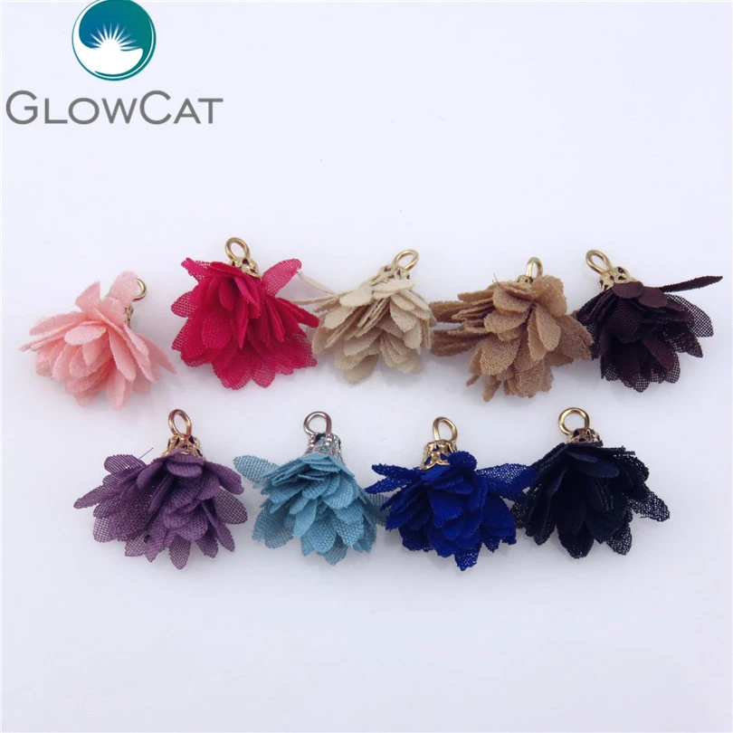 21816 moda tela flor Amuletos para Dangel Pendientes Colgantes joyería suministros Accesorios 9 colores 5 unids/lote|flower charm|charm fashionfashion charms - AliExpress