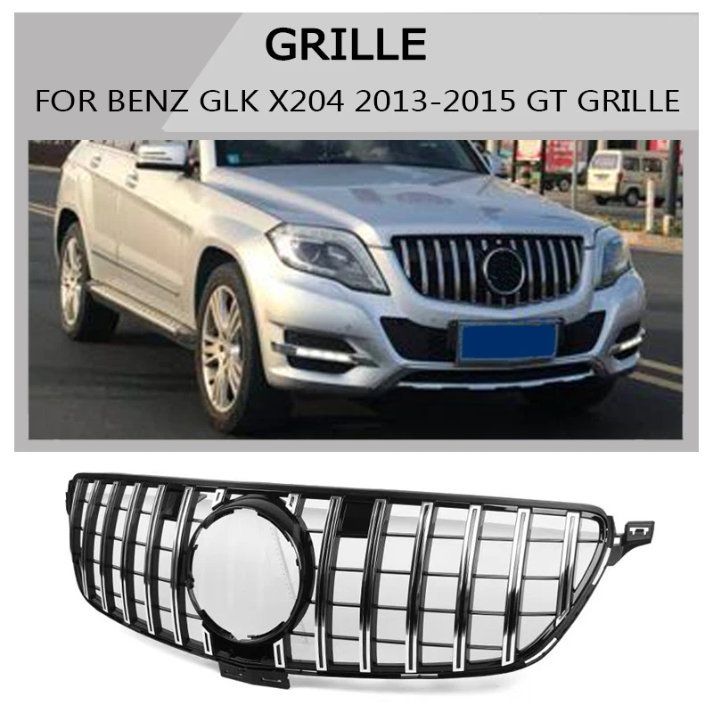 X204 решетка Серебристая эмблема переднего бампера gt gtr гриль для benz x204 glk 2013 2015