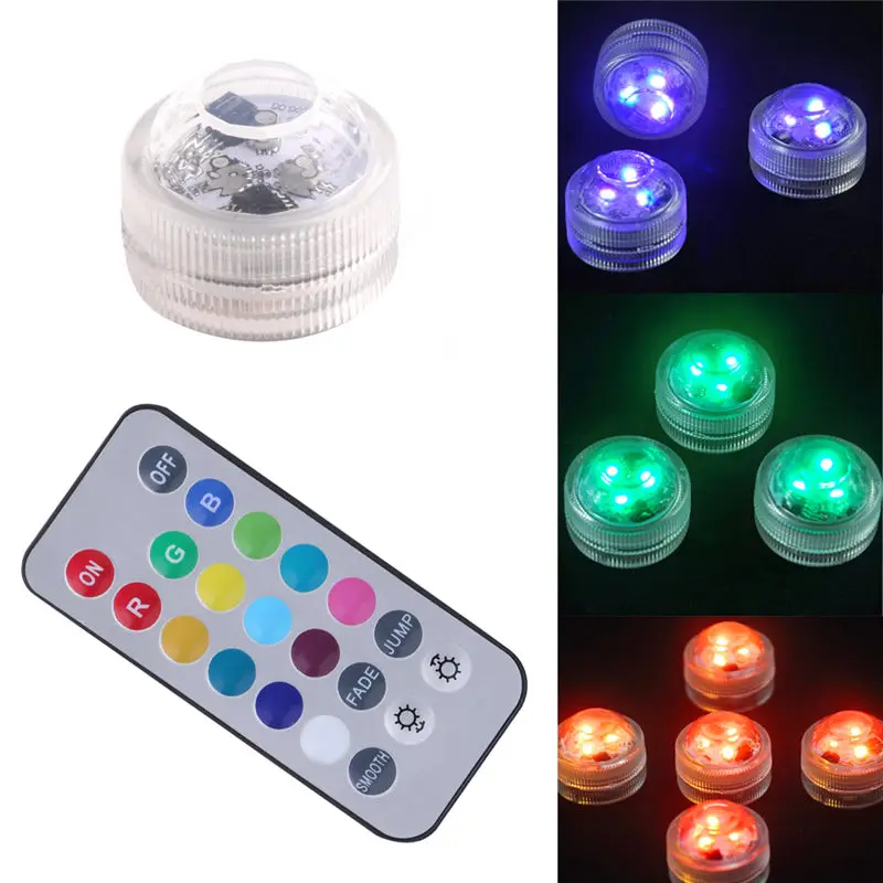 

RGB LED Luminous Circular Candle Lights Change Battery Remote Diving Waterproof For home Decor-W110