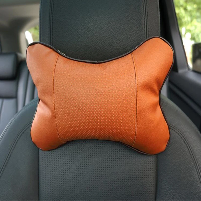 Car Leather Safety Pillow Auto Universal Headrest Breathe Car Auto Seat Head Neck Rest Cushion