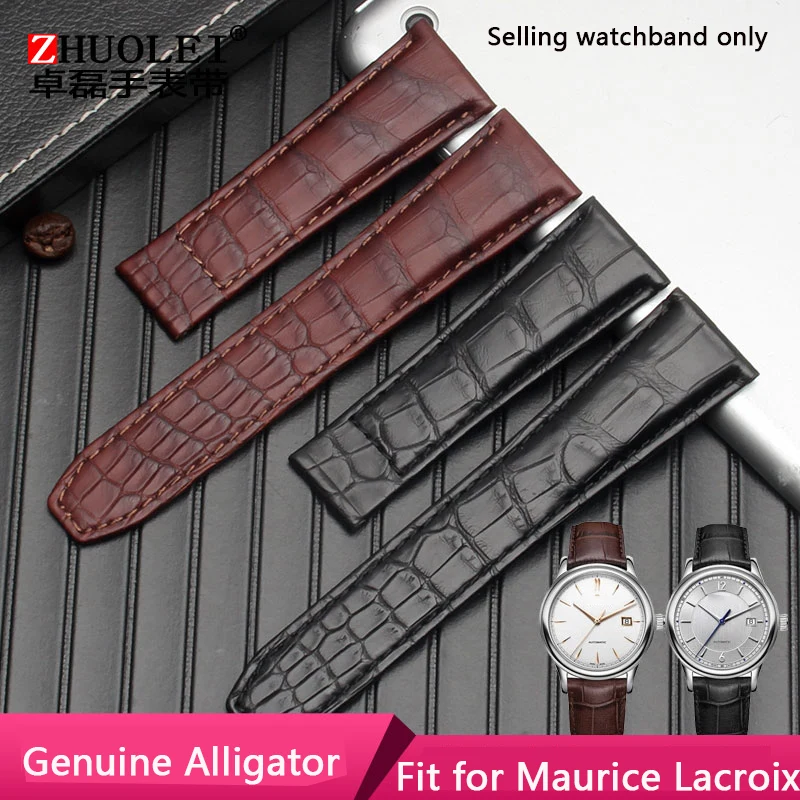 Crocodile Leather Watch Belt FOR Maurice Lacroix PT6158 PT6098 Elegant Craftsmanship Series Cattle Leather Watch Belt