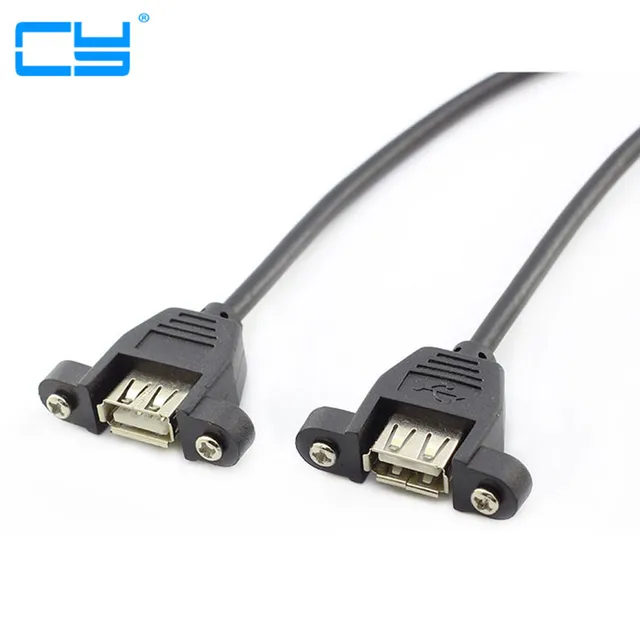 Special Price 5pcs/lot 50cm belt lock ears panel usb2.0  Femal to Female computer usb data cable with Panel Mount Screw Computer Peripherals