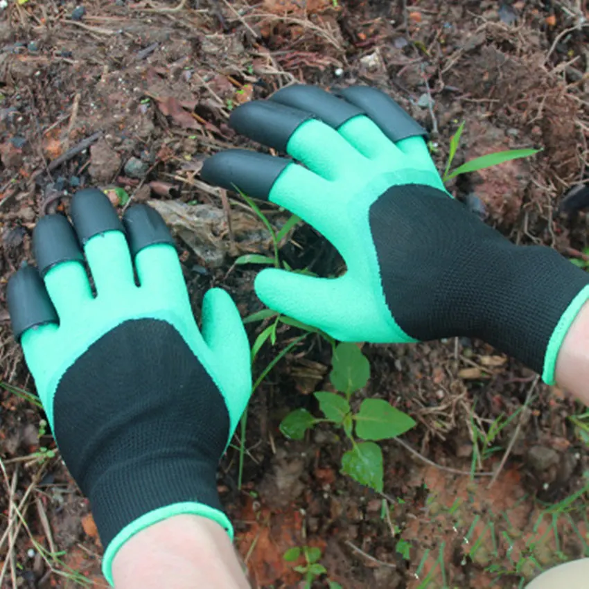 2 pair/lot rubber garden gloves safety gardening gloves for soil flip