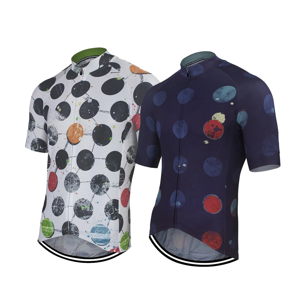 

2019 Team New Summer Cycling Jersey Bike Road Mountain Bicycle Wear Tops Dot White Black Cycling Shirt Bike Clothing Breathable