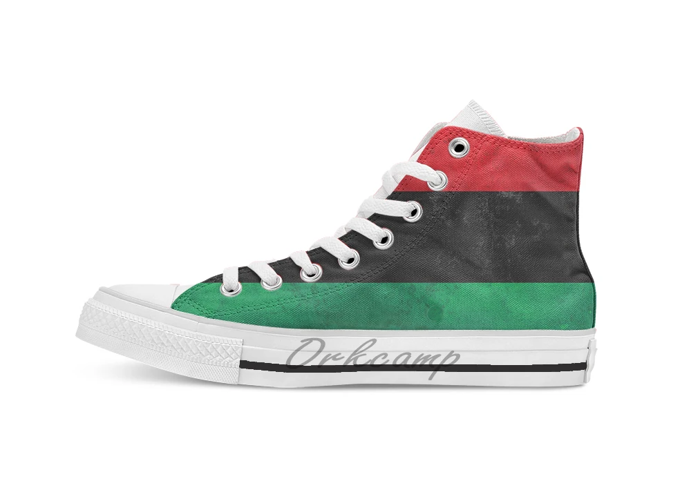 

Distressed Afro American Pan African UNIA flag Unisex High Top Canvas flat Casual Custom shoes Drop Shipping