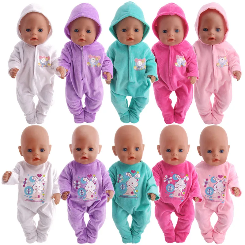 

Luckdoll doll clothes cartoon pajamas casual suit for 43cm baby Doll&18inch American Doll Accessories for Christmas gift