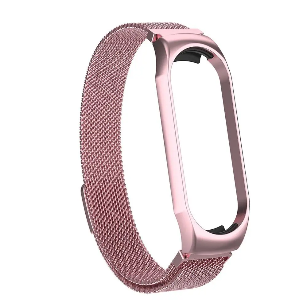 Milanese Magnet metal watch strap for xiaomi Mi band 3/4 band for xiaomi wristband replacement stainless steel bracelet miband 3 - Цвет: Rose pink