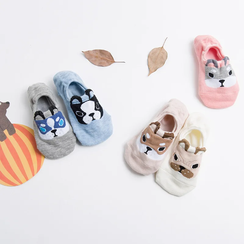Новые модные милые летние носки-лодочки для собак женские носки для студенток носки с мультяшными животными, невидимые корейские хлопковые носки с героями мультфильмов, Новинка