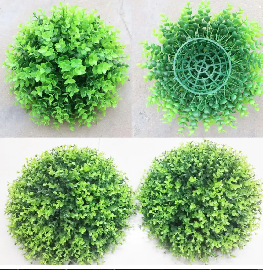 4pcs artificial green grass ball 30cm hanging balls plastic greenery