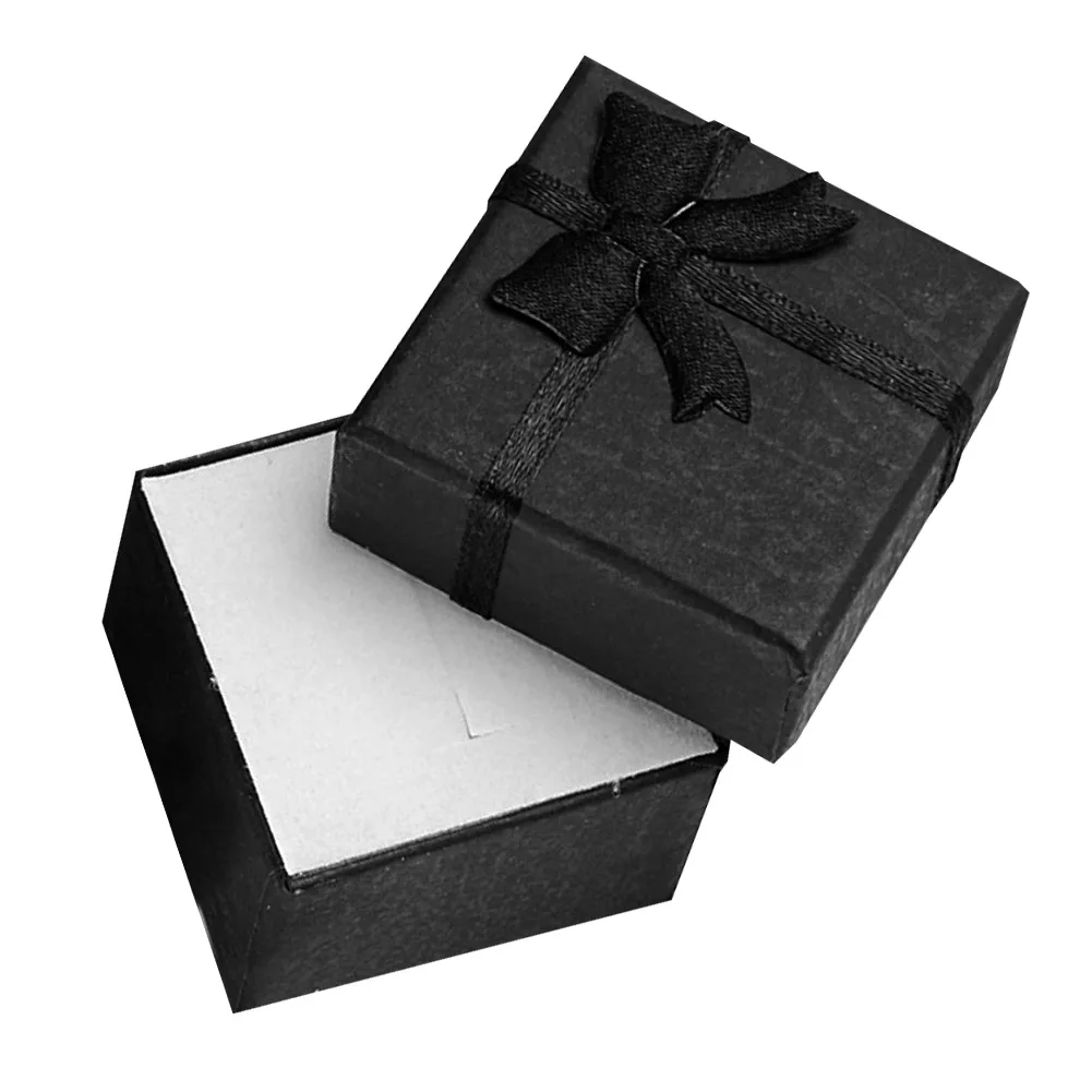 Дешевые WX 4*4*3 см ювелирные изделия серьги браслет кольцо небольшая подарочная коробка красный квадрат коробка лук чехол - Цвет: 2