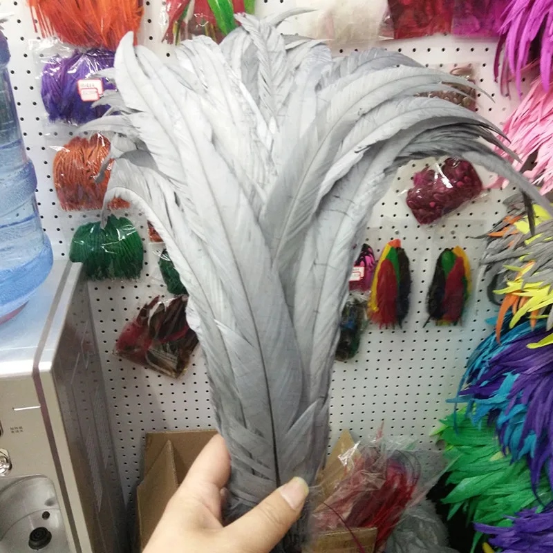 Wholesale 10PCS Dyeing Rooster Tail Feathers 35-40cm White Craft Feather