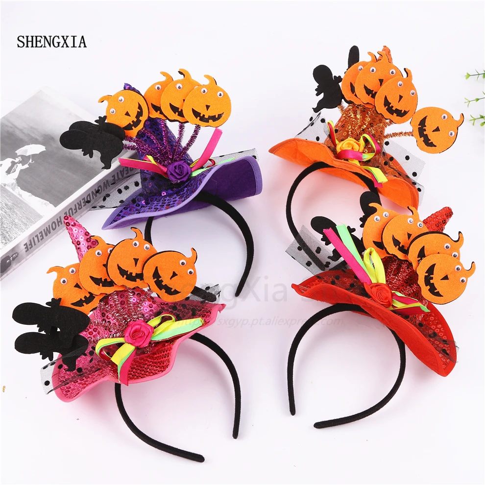

2019 Halloween sequins headband pumpkin witch hat holiday party adult children atmosphere show party hat