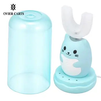 

Kids' Silicone Soft Bristles for Toddlers Oral Care Electric Toothbrush U Shape Smart Sonic Rechargeable Toothbrush with A Cup