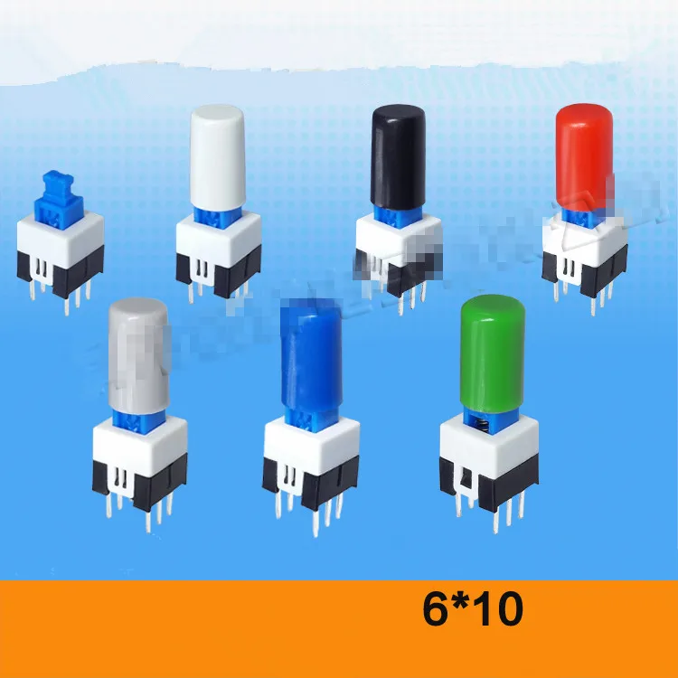 6 Pin DIP панель pcb кнопочный выключатель тактильный переключатель самоблокировка/разблокировка 5,8x5,8 мм с колпачками