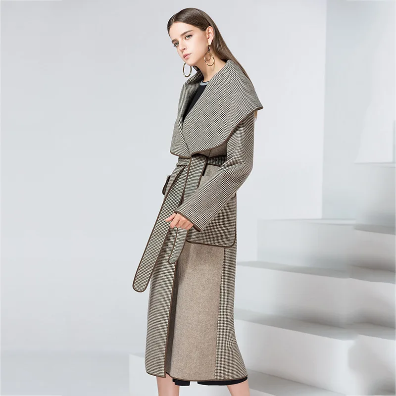 Runway Ladies Coats Jackets for Women Long Plaid Elegant