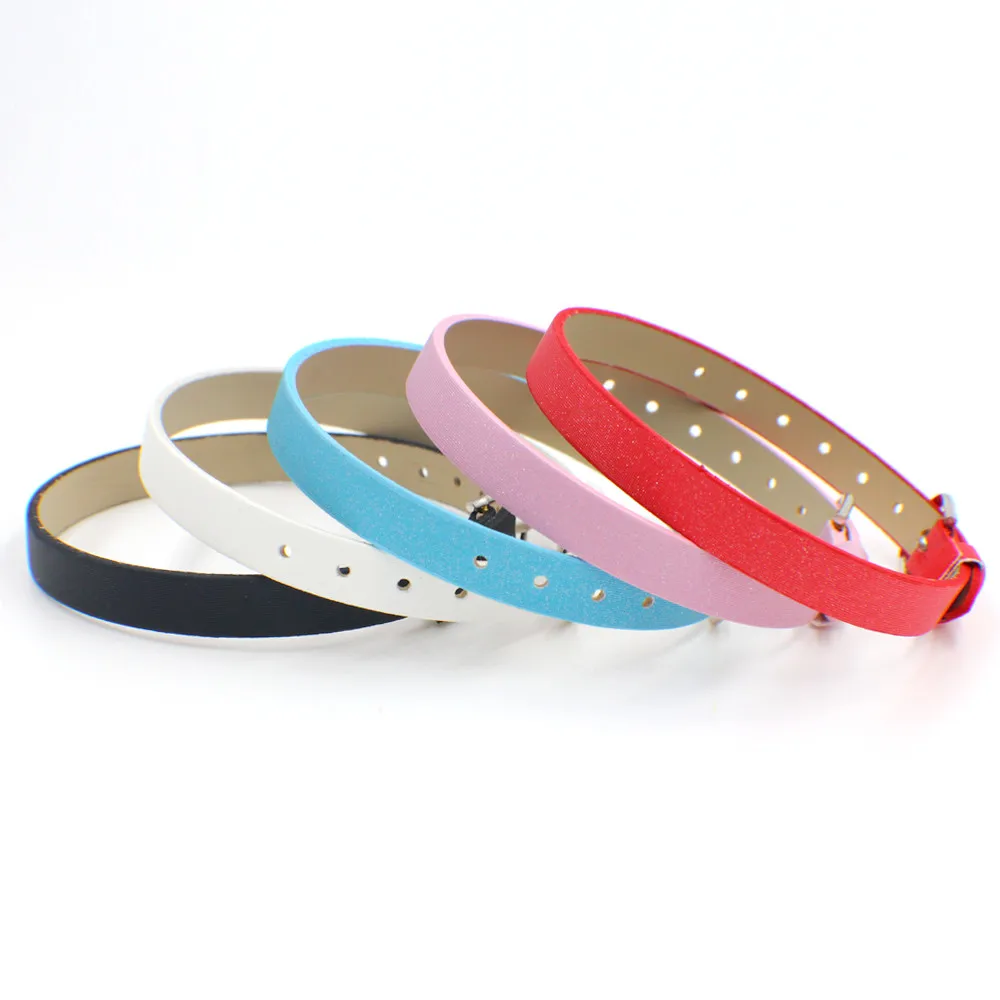 

10pcs 210mm*8mm Scrub PU Leather Wristband can put any 8mm letters charms on