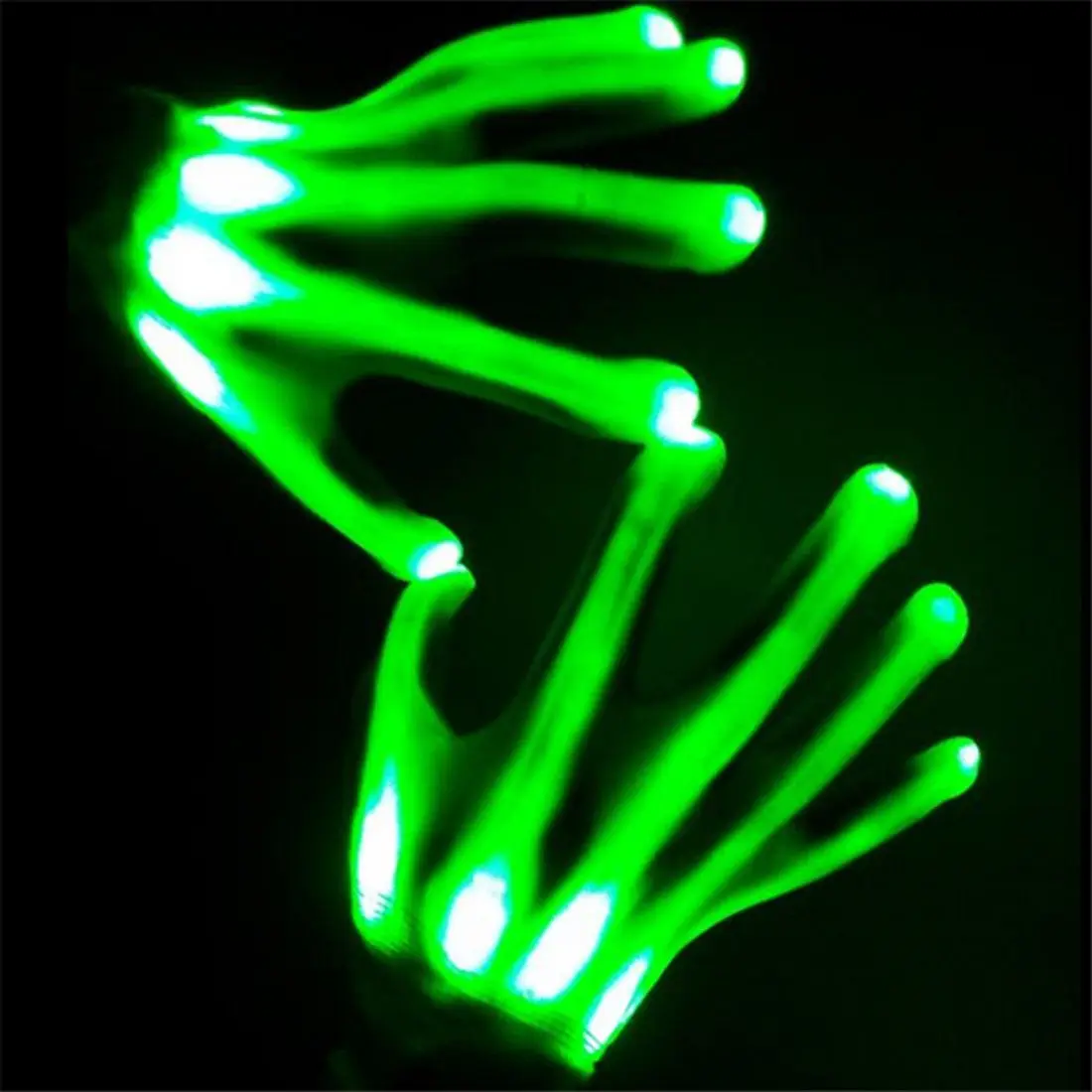 Светодиодный светильник светящиеся перчатки палец светильник ing электро Rave вечерние Танец скелет Хэллоуин - Цвет: Зеленый