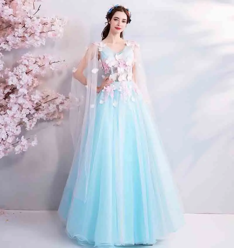 Голубое вечернее платье большого размера 5XL, роскошное свадебное торжественное платье принцессы с v-образным вырезом, бальное платье, подарок на день рождения для леди 6XL