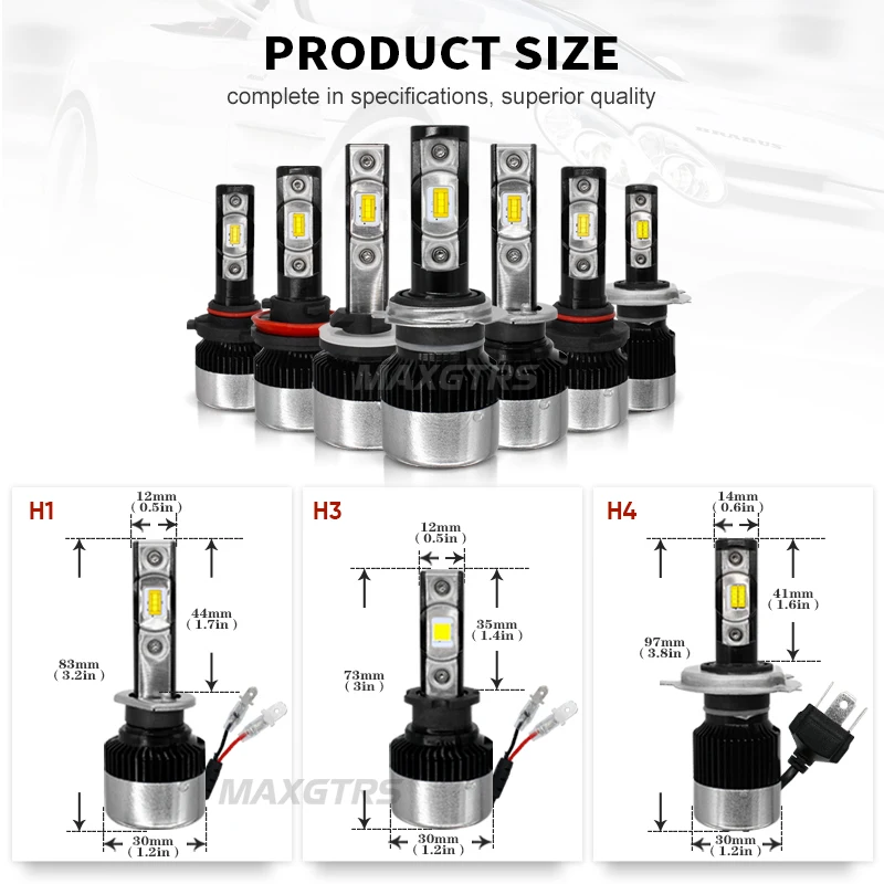 MAXGTRS H7 H4 H11 H1 H3 9005 9006 9012 880 H8 H11 HB3 HB4 светодиодный фар автомобиля лампы 70W 8000LM/пара 6000 К авто фары 12V