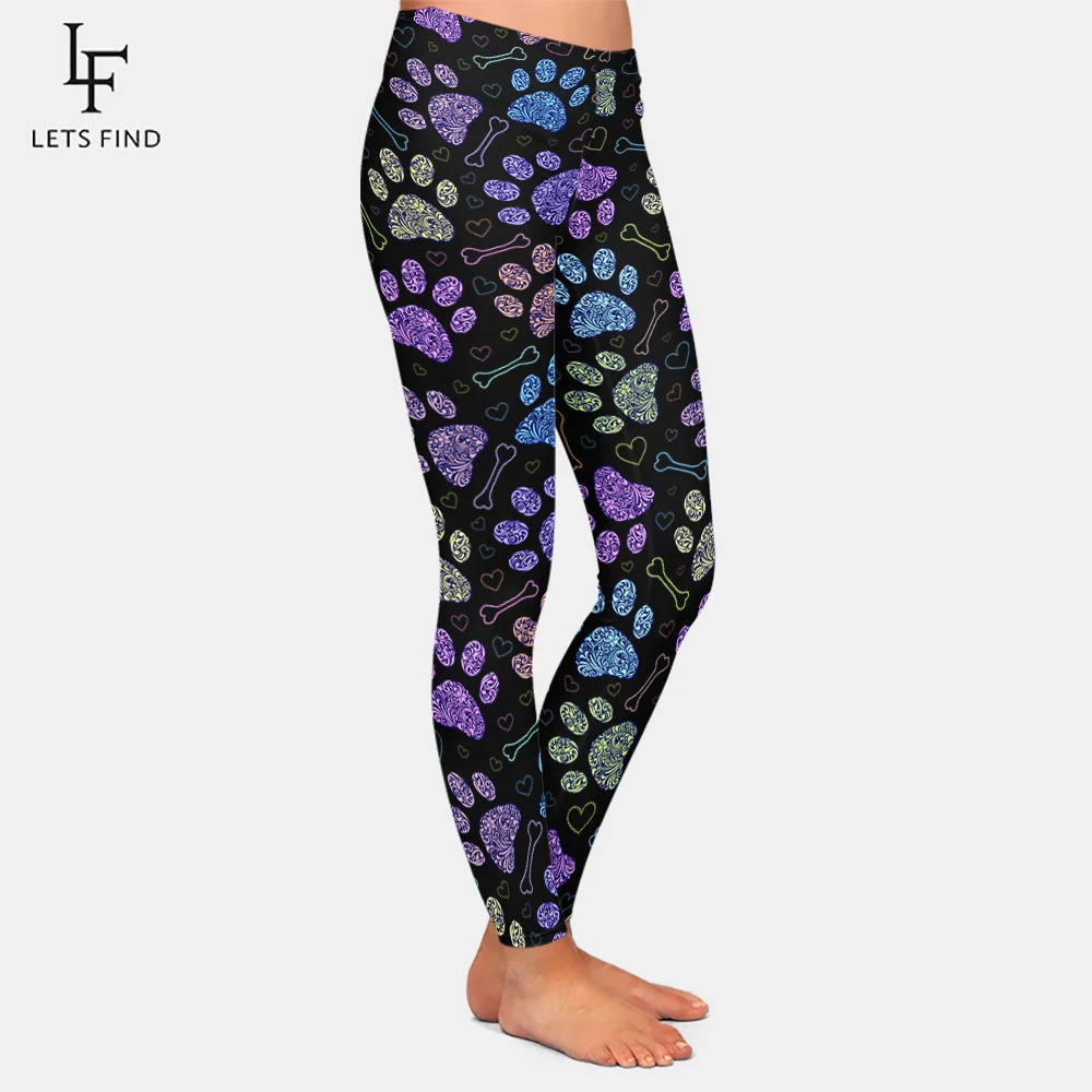 Fashion Colorful Dog Paws Printed Leggings Women Girl Sexy Fitness Legging High Quality Comfortable Workout Leggings Plus Size