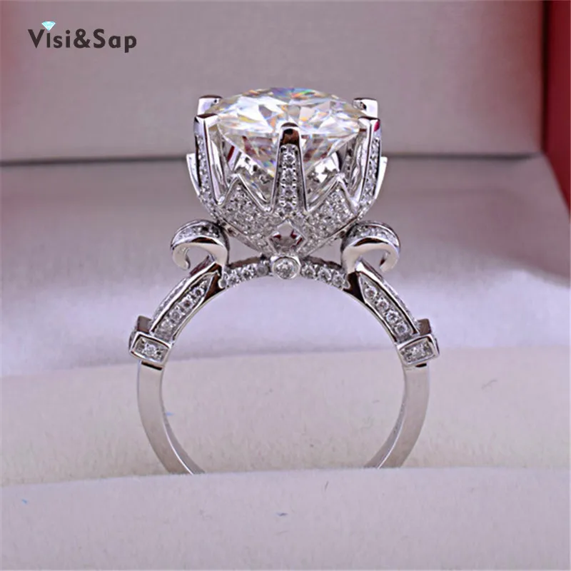 

Visisap Luxury Wedding Vine Cup Ring 8 ct Brilliant CZ Queen Rings For Women Size 5-10 White Gold Color fashion jewelry VSR289