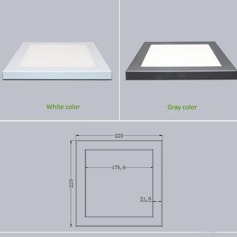 22,5x22,5 см серая рамка 18 Вт потолочный светильник ультра-тонкий мерцающий 4000K светодиодный светильник для дома