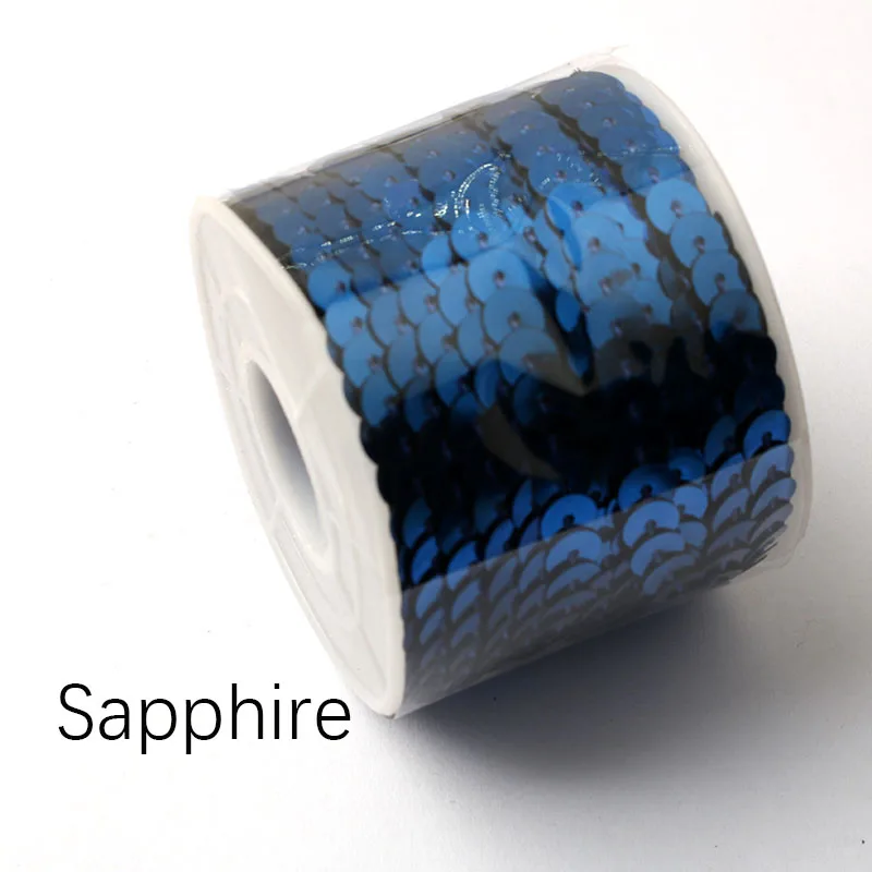 sapphire 20 м/лот 6 мм 10 Цвета блестящие свободные круглый плоский, из ПВХ тесьма с пайетками для шитья Craft DIY Свадебные украшения - Цвет: sapphire