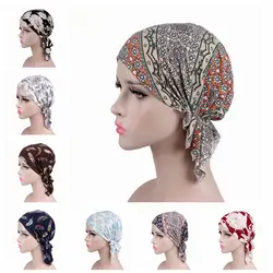 COCKCON/2019 новые модные цветы для женщин мусульманских рюшами Рак химиотерапия шляпа берет шарф Тюрбан, повязка на голову Кепки F4