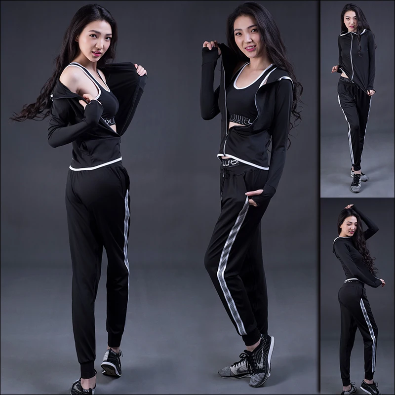 

[new]3 Pcs Fitness Sports Clothes For Women Summer Trousers + jacket + vest Leisure Outdoor Yoga Gym Female Costume Yoga Clothes