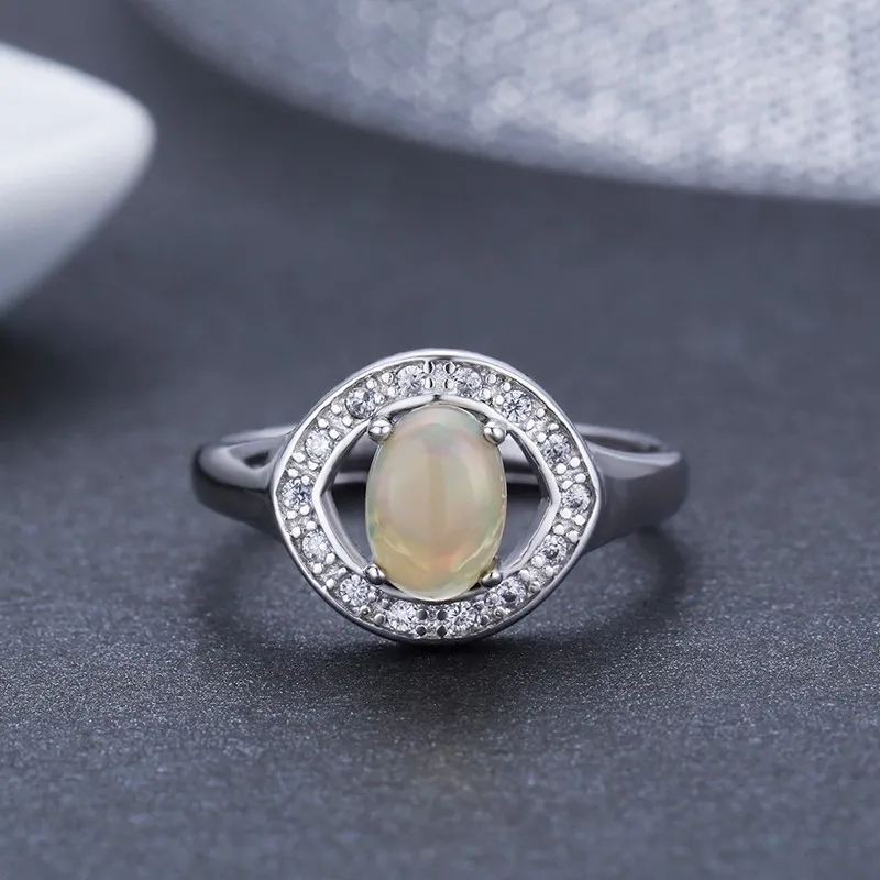 925 стерлингового серебра глаз набор Овальный натуральный опал кольца для женщин обручальное кольцо ювелирные изделия с фианитами палец кольцо aneis Anelli