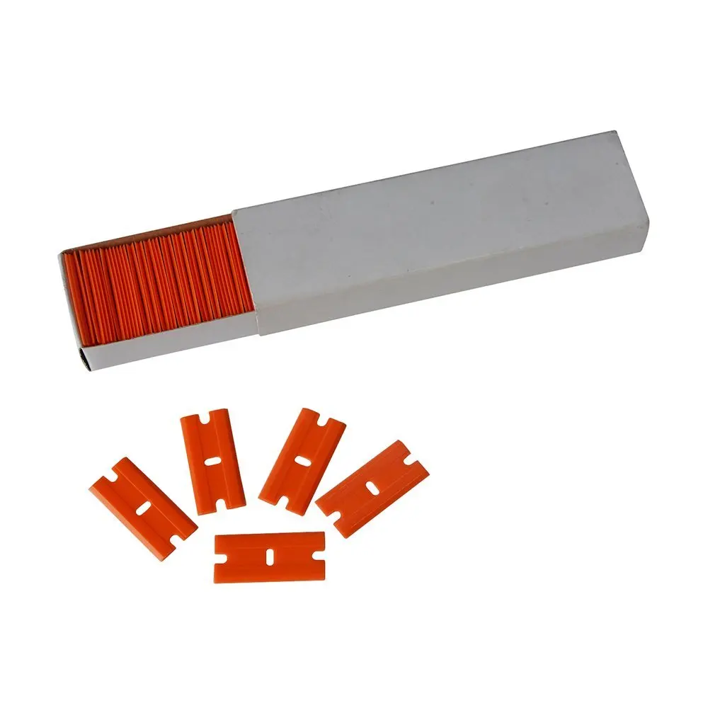 EHDIS 100pcs 1 5 Plastic Razor Blades Scraper Double Edged Scraper Blade for Sticker Glue Remover