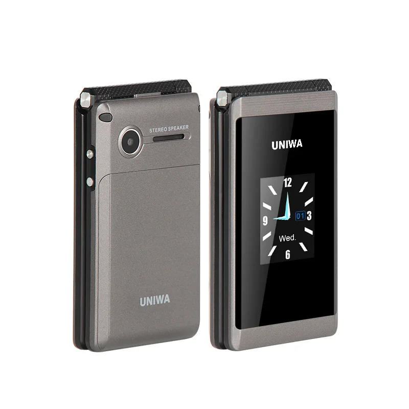  UNIWA X28 X 28 Flip Phone CellPhone Dual Screen GSM Senior Phone Dual SIM Card Russian Keyboard Bat