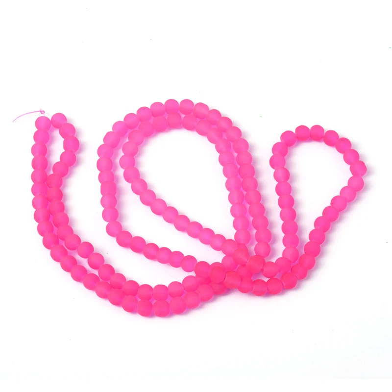 4/6/8/10mm 80-200pcs/str Frosted Round Transparent Crystal Glass Loose DIY Translucent Bead Strand Blue Red Bulk Wholesale 31.4\