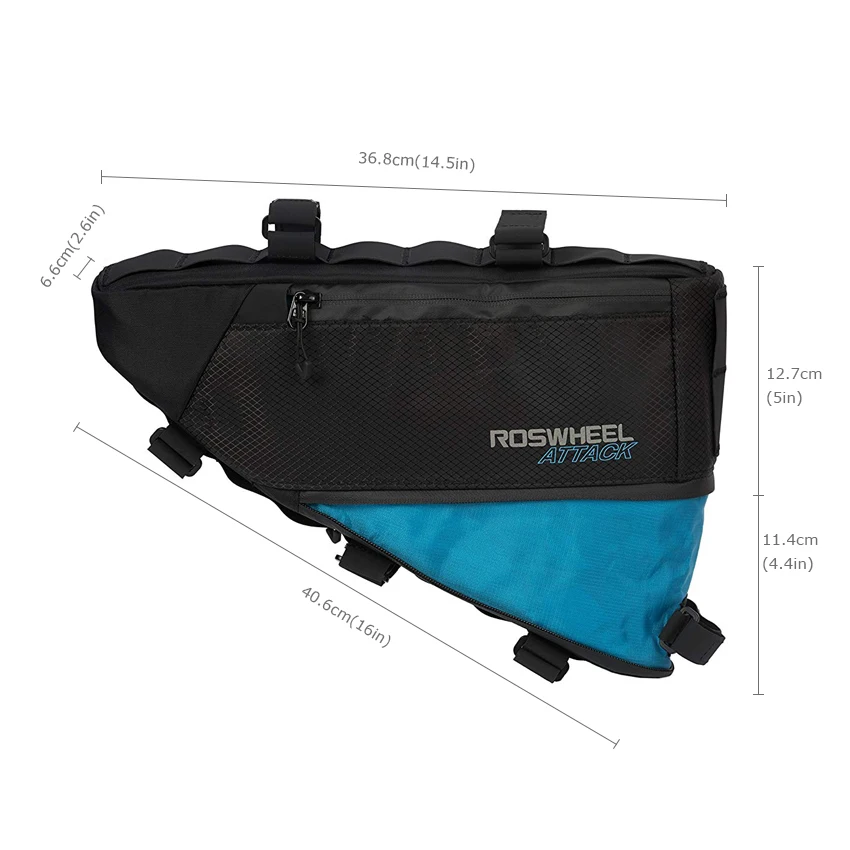 Excellent Roswheel 4L Expandable Large Capacity Bicycle Cycling Bike Front Frame Top Tube Triangle Bag Pannier ATTACK Series 121371 5