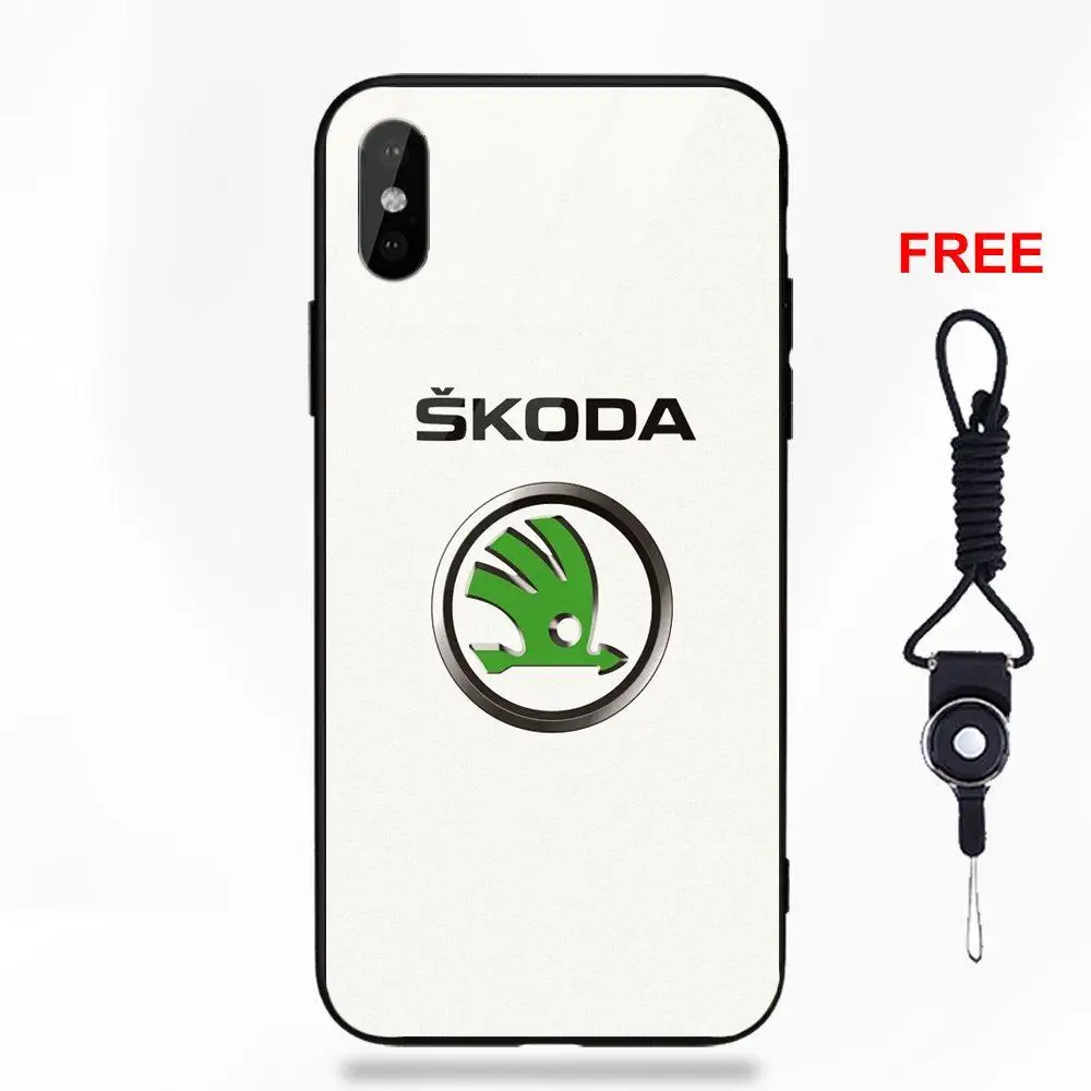 Vvcqod Skoda логотип Силиконовый ТПУ Рамка закаленное стекло чехлы для телефонов Apple iPhone 5 5C 5S SE 6 6S 7 8 Plus X XS Max XR