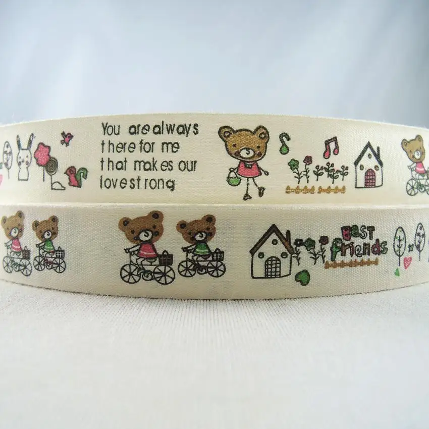 

6/8" 20mm Printed Tree Animal friends Bear Cartoon House Cotton Ribbon Zakka Handmade DIY Tapes Sewing Accessories Ruban XM-50A