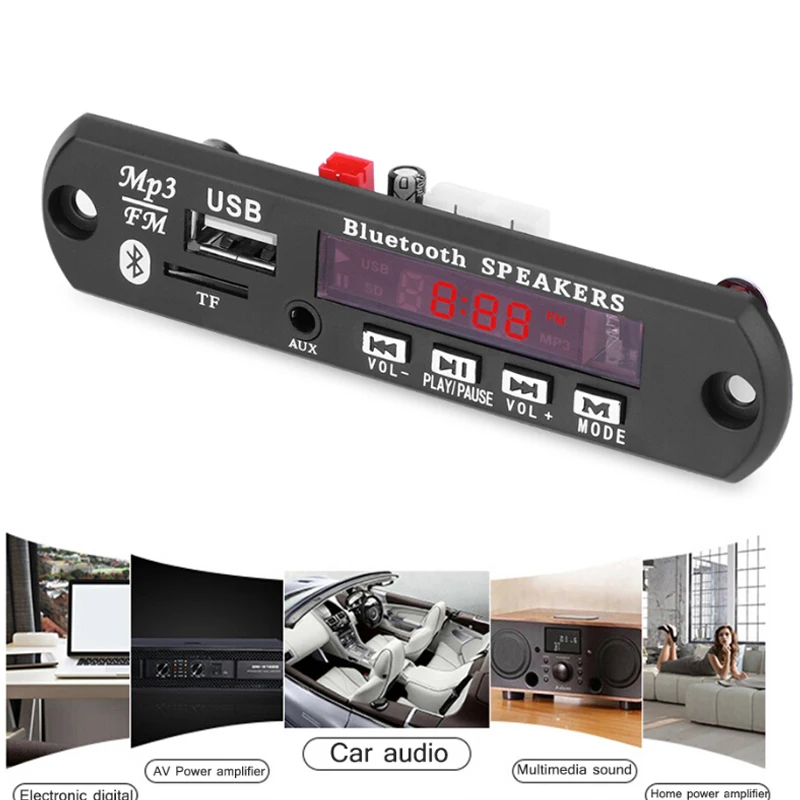 Onever draadloze bluetooth fm zender carkit speler 12 В mp3 wma декодер доска аудио модуль usb tf авто