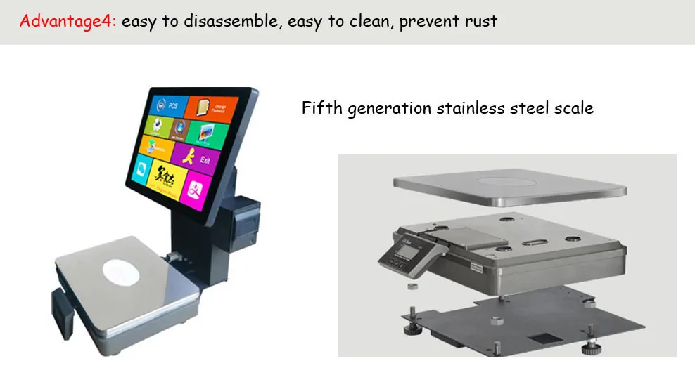 Новейший розничный магазин весы с сенсорным экраном POS и встроенным 58 мм термопринтером для супермаркета или фруктового магазина