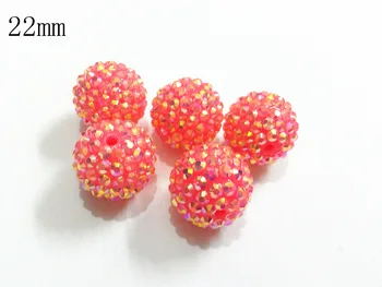 

Wholesale ! 22mm 100pcs/lot Neon Hotpink AB Resin Rhinestone Beads