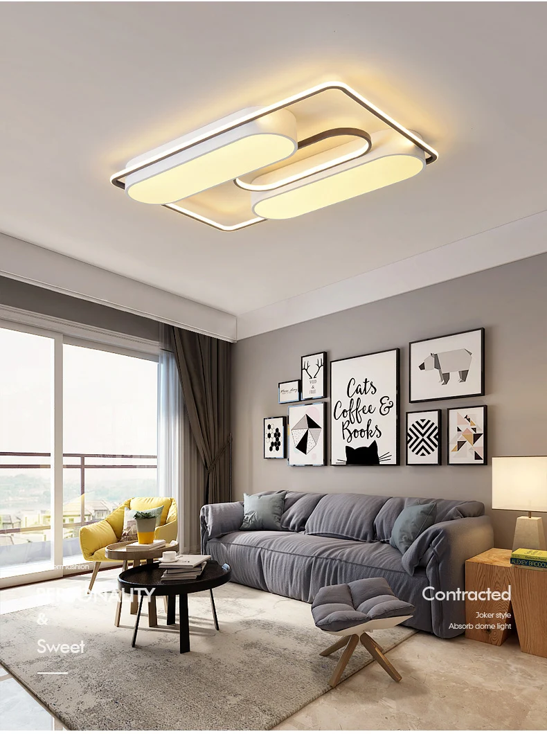 Square Modern Ceiling Lights Led For Living Room Bedroom White and Coffee Color Home Led Ceiling Lamp Luminaires AC 110V-AC260V