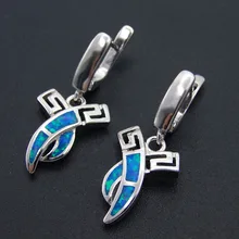 Синие огненные опаловые серьги 925 пробы серебряные серьги длинные висячие серьги для вечерние серьги из голубого камня для женщин с огненным опалом