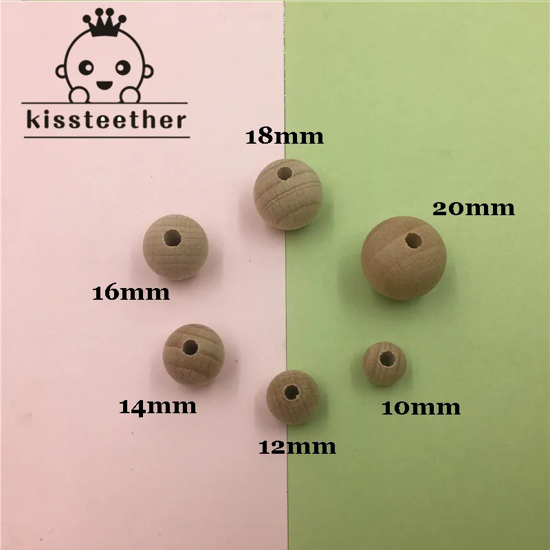 Beech Wooden Chewable 10-20mm Round Beads Ecofriendly DIY Craft Jewelry Accessories Baby Teether teething toys baby teething toys
