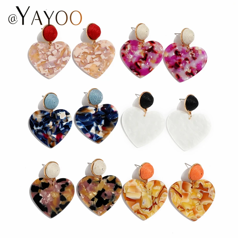 

AYAYOO Crystal Heart Earrings For Women Wedding Colorfuls Rhinestone Statement Stud Fashion Earrings Bridal Jewelry Femme Bijoux