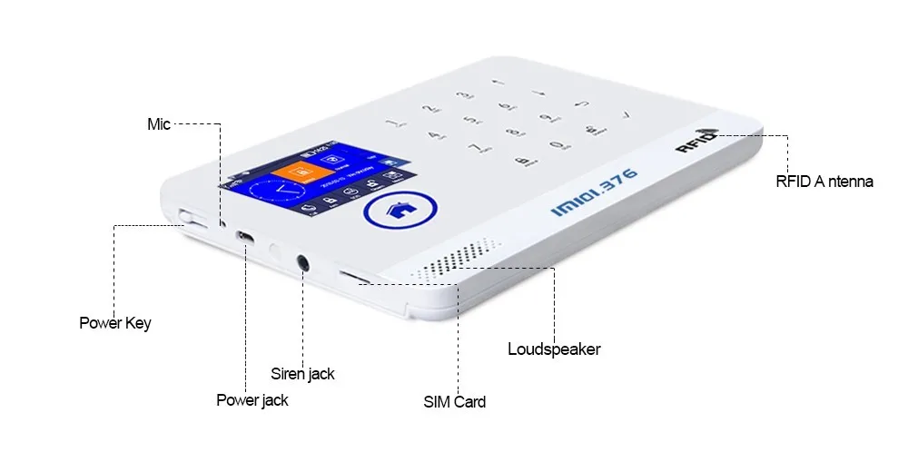 LM101.376 wifi GSM домашняя система охранной сигнализации с 2,4 дюймов TFT сенсорной панелью приложение управление RFID карта беспроводной умный дом защита от взлома