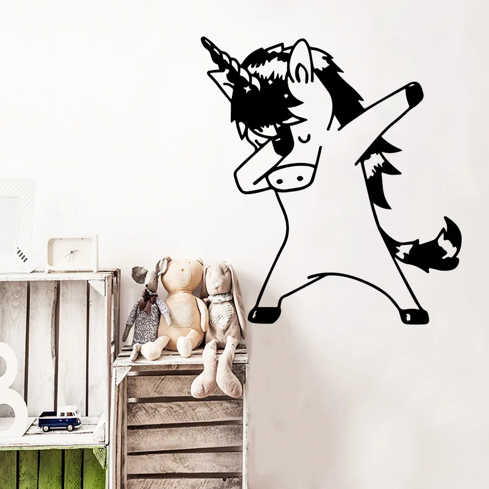 

New Unicorn Animals Babys Room Wall Sticker Self Adhesive Vinyl Waterproof Wall Art Decal For Kids Rooms Horse Wallpaper